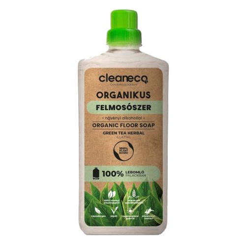 Cleaneco Organikus felmosószer 1l Green tea herbal illat, komposztálható csomagolásban