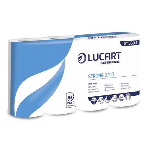 Lucart Strong 2.150 háztartási toalettpapír, 2 rétegű, 150 lapos, 8x8 tekercs/zsák